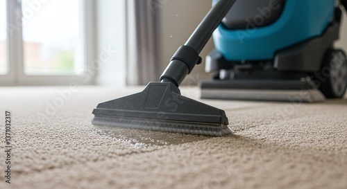 Wallpaper Mural Vacuuming Precision: Capturing the essence of cleanliness with an up-close view of a vacuum cleaner in action, meticulously cleaning a plush carpet. This image exudes freshness and order.  Torontodigital.ca