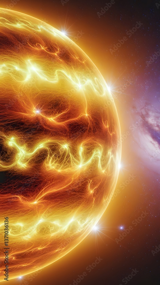 Fototapeta premium Surface of the sun with fire