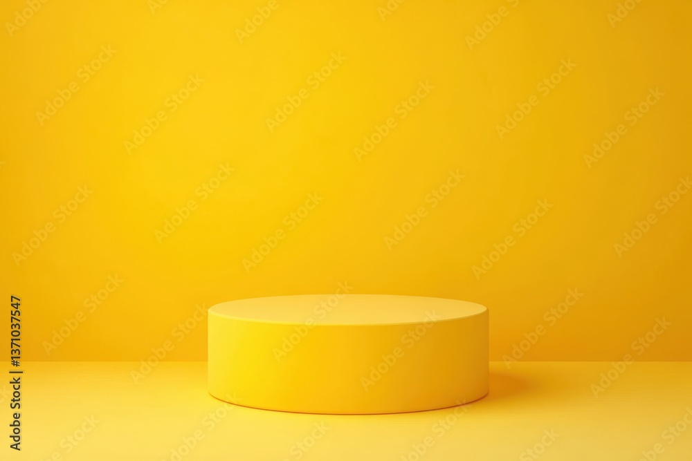 Yellow minimalist podium on matching yellow background for product displays Yellow minimalist podium on matching yellow background for product displays