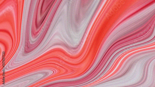 Vibrant abstract waves of red and gray flow in a mesmerizing, fluid motion with a grainy texture.