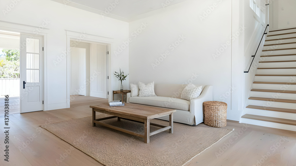 Fototapeta premium Modern White Living Room Interior Design