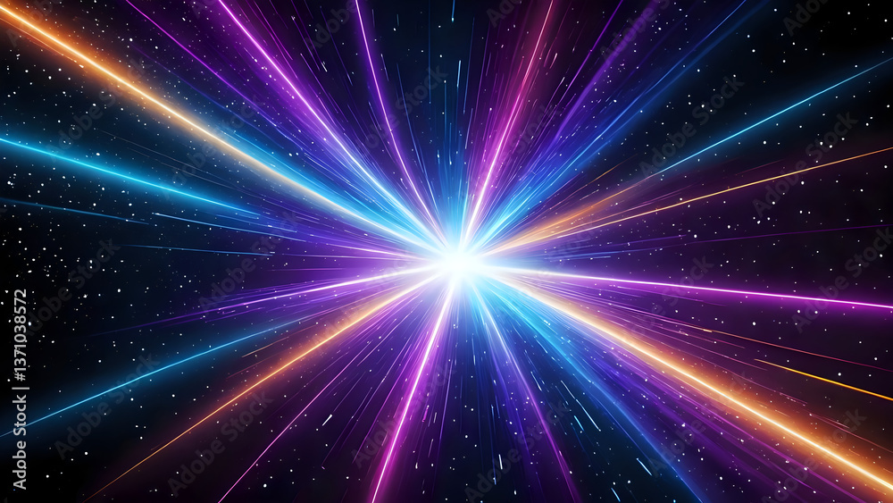 Naklejka premium Abstract Space Background with Colorful Light Rays