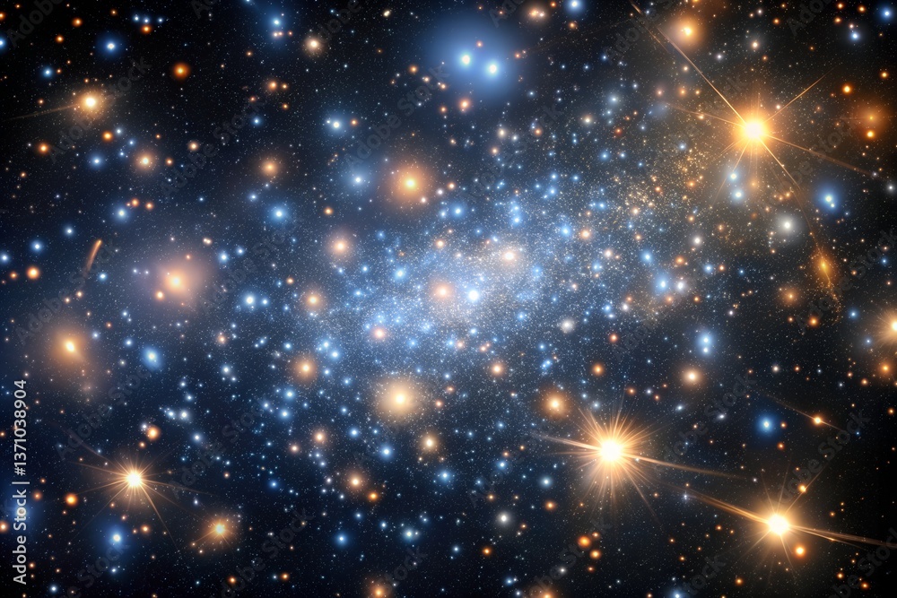 Fototapeta premium Vibrant Neural Galaxy Cluster in Deep Space