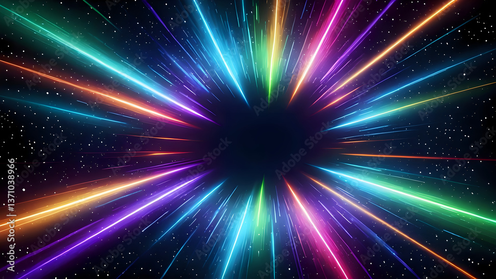 Fototapeta premium Abstract Space Background with Colorful Light Rays 