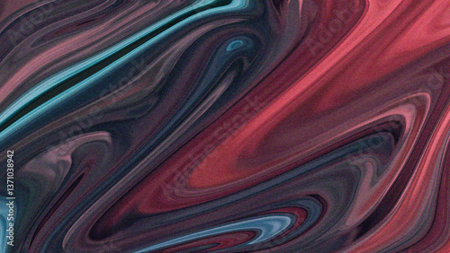 Dark swirling abstract pattern with rich red, blue, and black hues, creating a fluid and moody texture.
