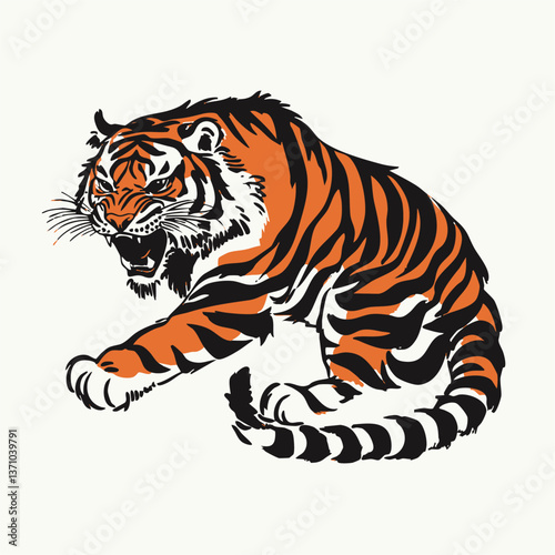 Vintage Tiger Illustration – Hand Drawn Wild Animal Artwork for Tattoos, Posters, or Graphic Design