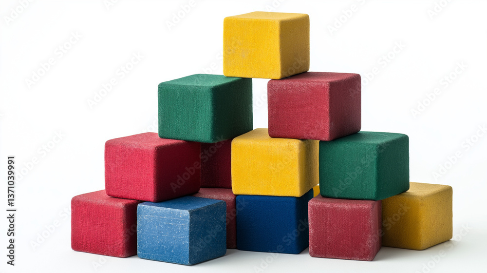 Stack Of Colorful Wooden Building Blocks Stack Of Colorful Wooden Building Blocks