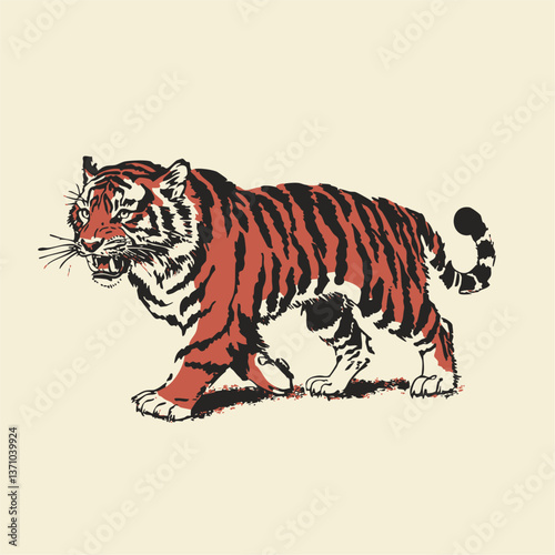 Vintage Tiger Illustration – Hand Drawn Wild Animal Artwork for Tattoos, Posters, or Graphic Design