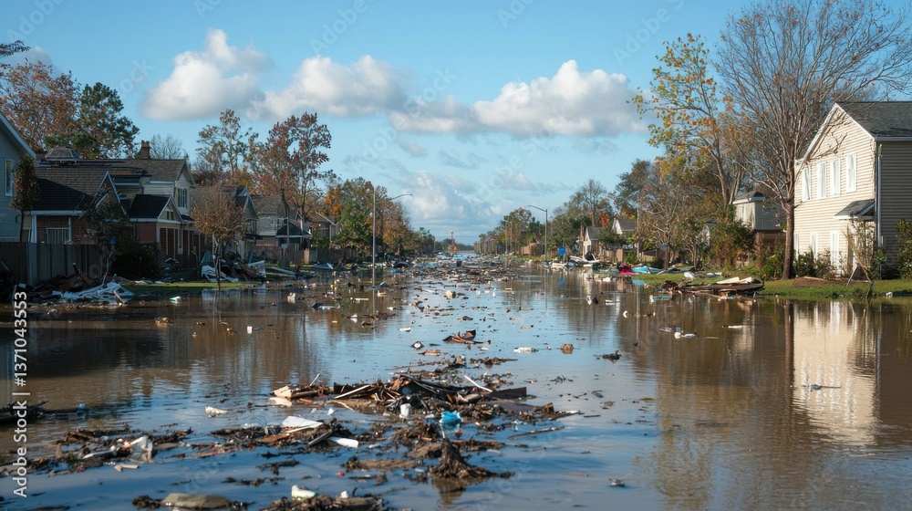 Obraz premium Resilient cities aerial photography of post-hurricane recovery efforts