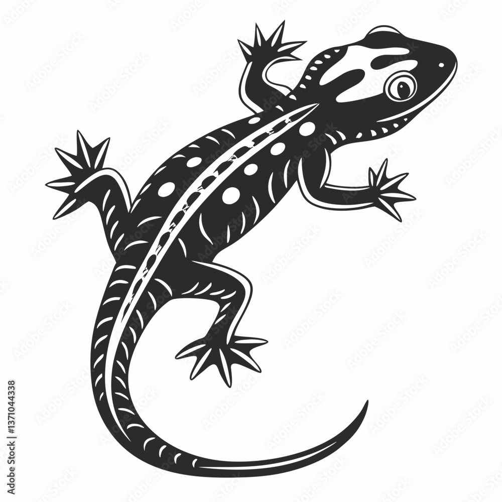 Fototapeta premium Newt black silhouette icon vector