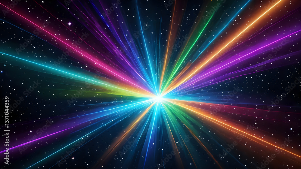Abstract Space Background with Colorful Light Rays Abstract Space Background with Colorful Light Rays