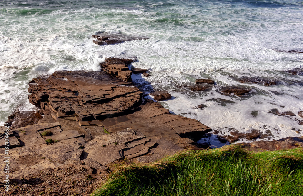 Wild Atlantic Way Ocean. Aerial landscape Cliffs, Ireland.