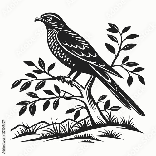 nightjar black silhouette icon vector