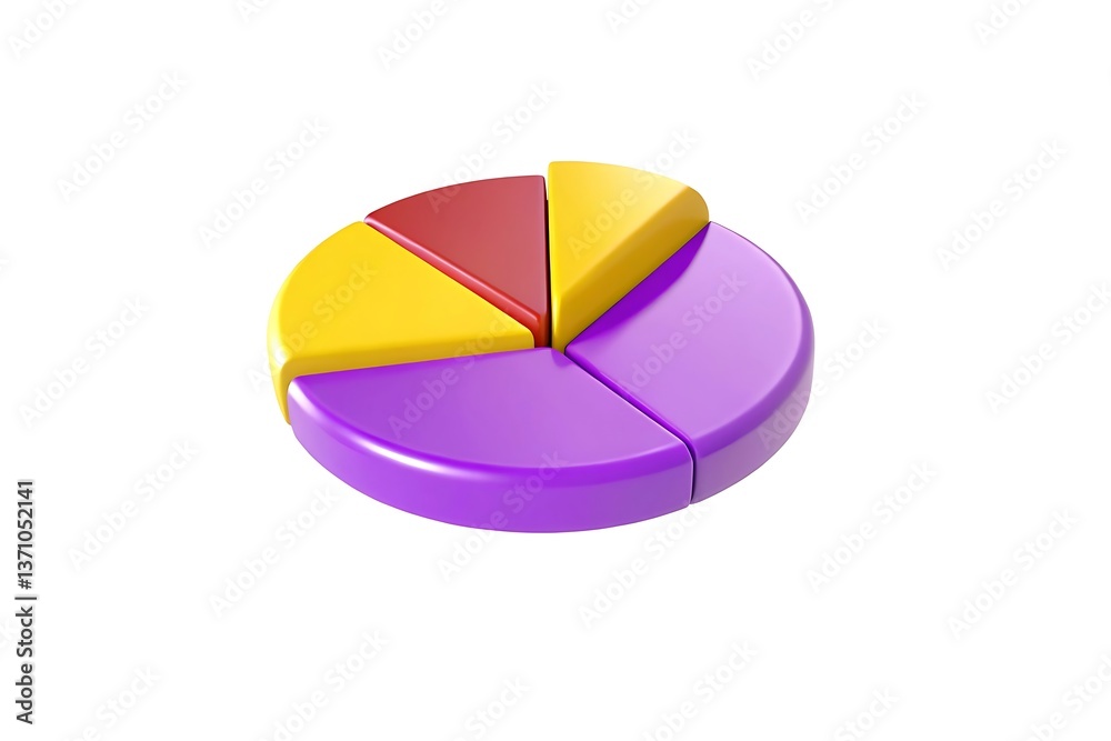 Fototapeta premium Colorful 3d pie chart isolated on white background