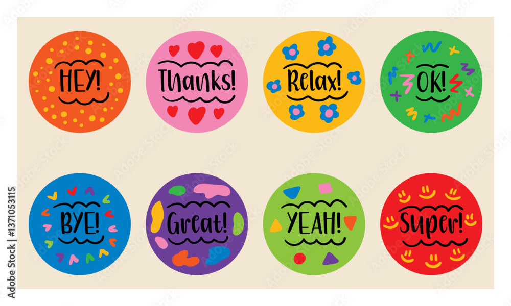 Obraz premium colorful stickers pack. vector illustration