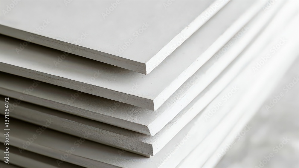 Obraz premium Stack of Smooth, White Concrete Sheets for Construction Use