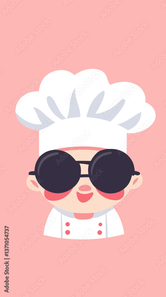 Cool Baby Chef Wearing Sunglasses and Cap, Minimalist Vector Illustration Cool Baby Chef Wearing Sunglasses and Cap, Minimalist Vector Illustration