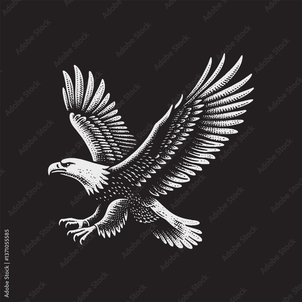 Fototapeta premium eagle Vector Illustration – Vintage Retro Logo Design on Black Background