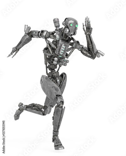 apocalypse cyborg is running like a comic hero