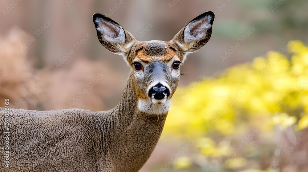 Closeup Portrait Of A Spotted Deer In Autumn Forest Closeup Portrait Of A Spotted Deer In Autumn Forest