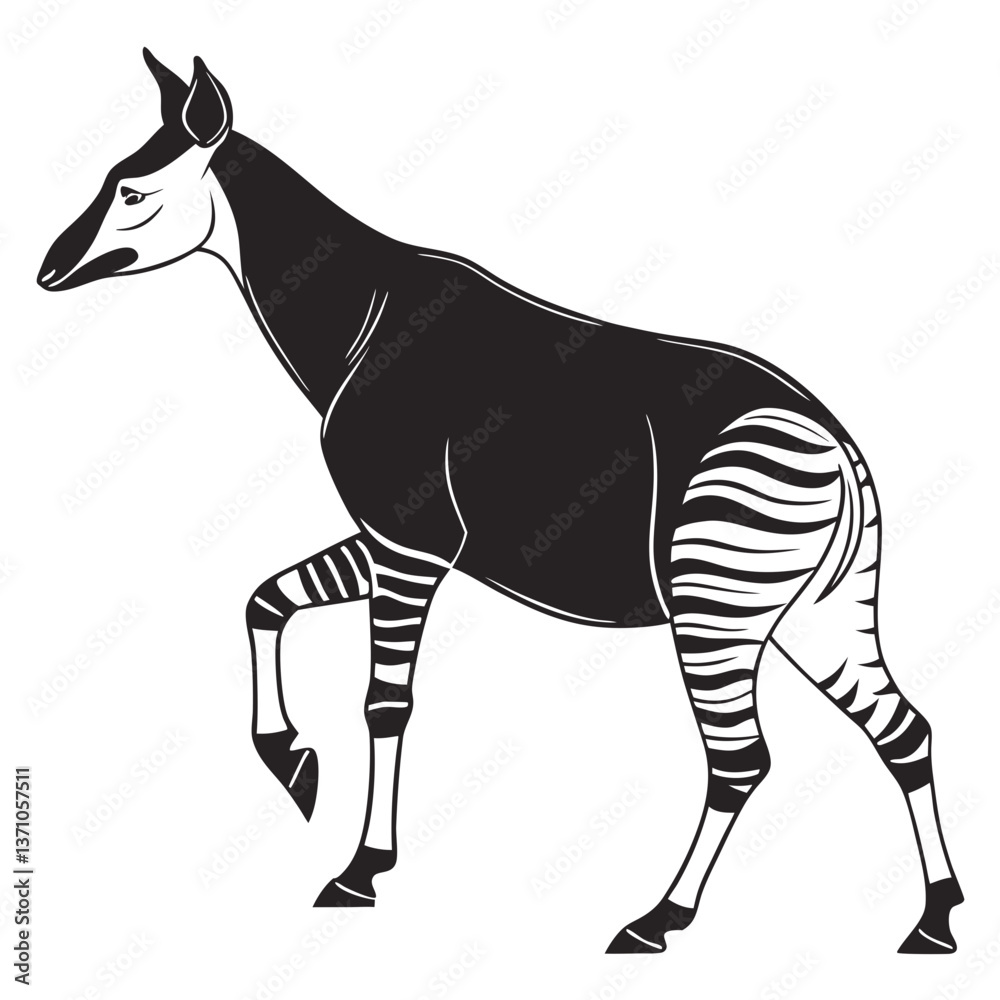 Obraz premium Okapi black silhouette icon vector