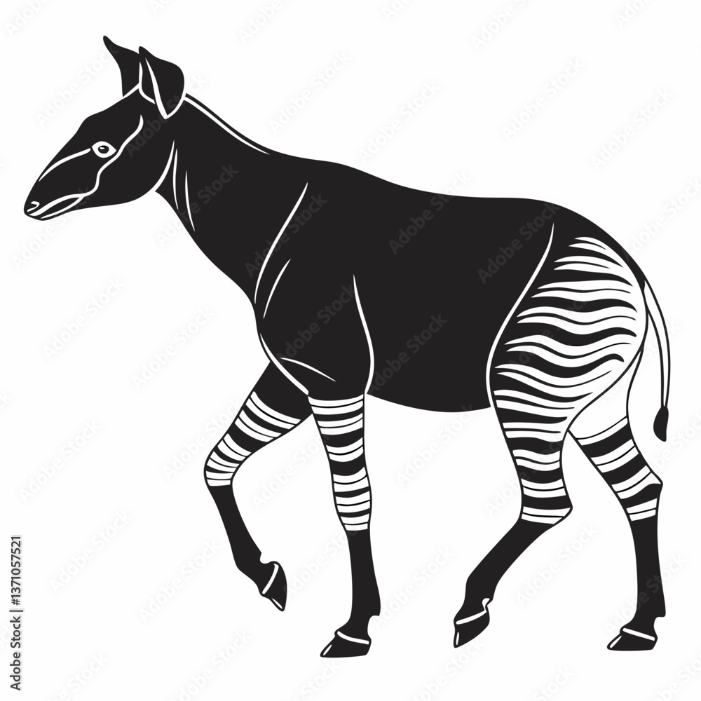 Obraz premium Okapi black silhouette icon vector