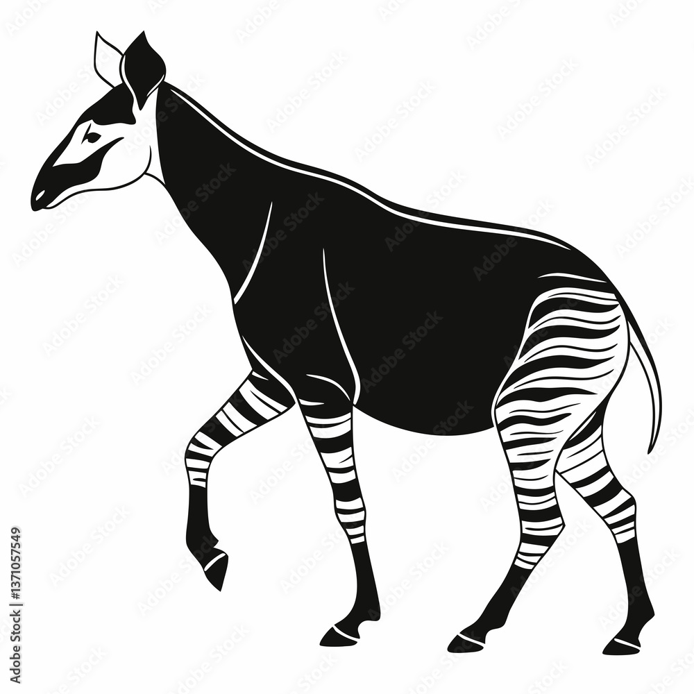 Obraz premium Okapi black silhouette icon vector