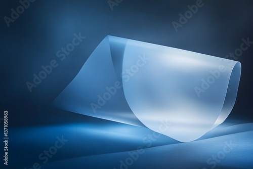 Abstract Sheet Curving with Gentle Light in Serene Blue Setting