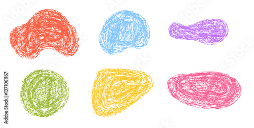 Organic shape drawn with crayon or chalk pencil