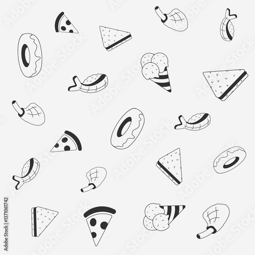Food Pattern Line Art 