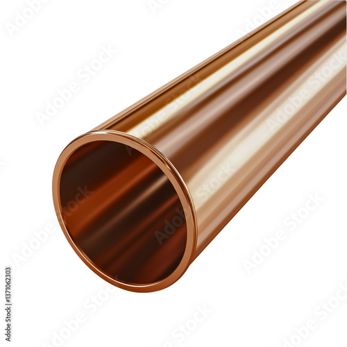 Copper pipe on a white background