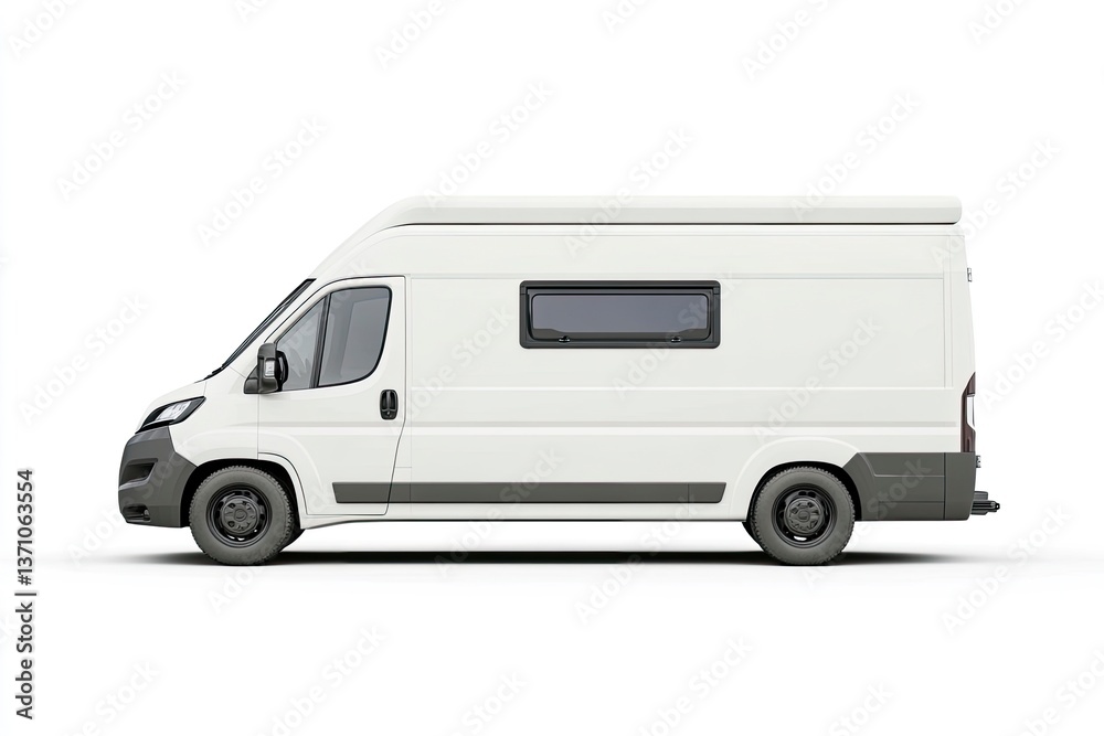 Naklejka premium White Camper Van Isolated on White Background for Travel Concepts