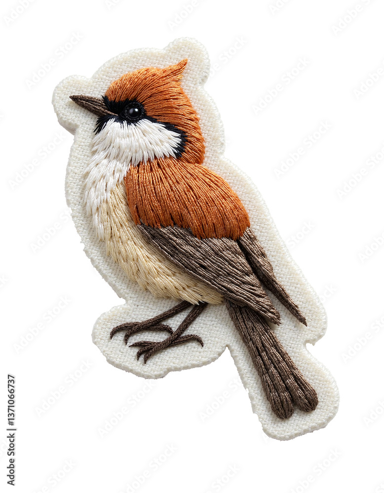 Fototapeta premium Threaded Nature: A Masterpiece Bird Patch