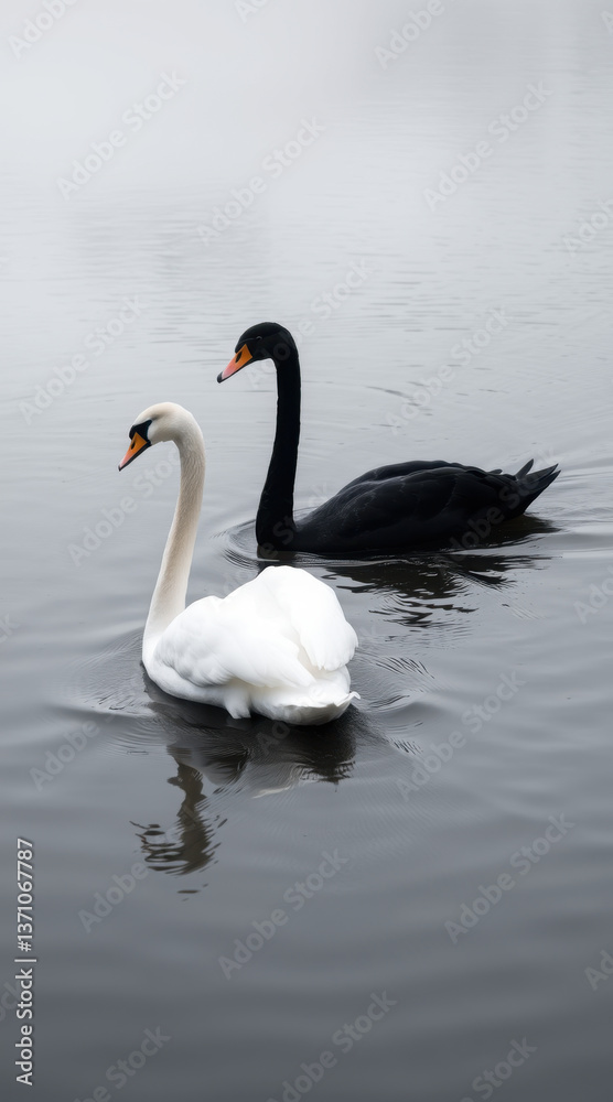 Black and White Swans: A Study in Contrast and Beauty Black and White Swans: A Study in Contrast and Beauty