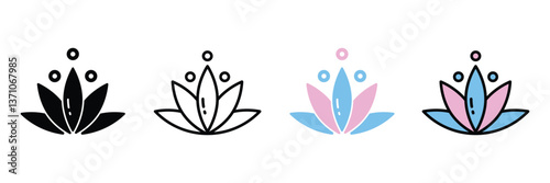 Set of Person meditating icon collection. Calm breathing meditation, wellness, yoga, spa symbol. Vector Illustration.