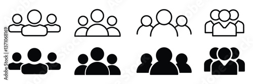 Set of Containing participants person group icon collection. Work team, organization, community symbol. Vector Illustration.