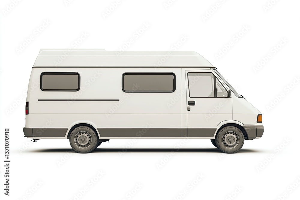 Isolated White Van Side View Camper Van Transportation Vehicle Concept Isolated White Van Side View Camper Van Transportation Vehicle Concept