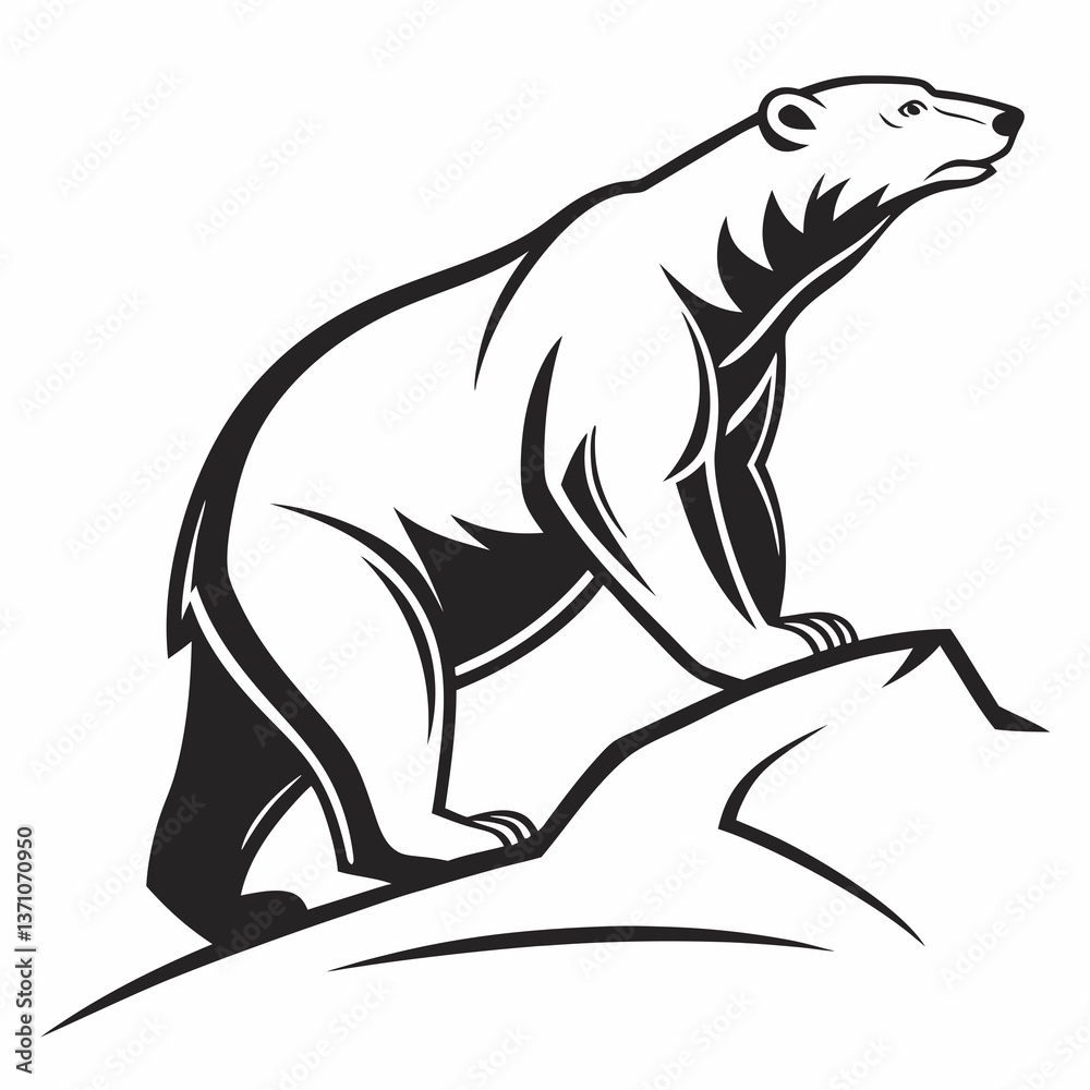 Obraz premium Polar bear black silhouette icon vector