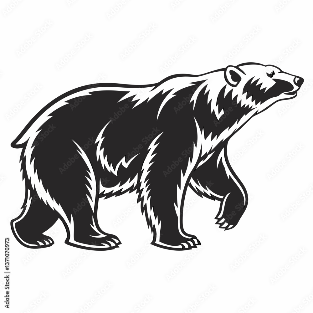 Fototapeta premium Polar bear black silhouette icon vector