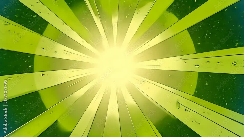 Retro comic-style background in bright green with dynamic radial lines and an explosive effect, creating a vibrant and energetic look.