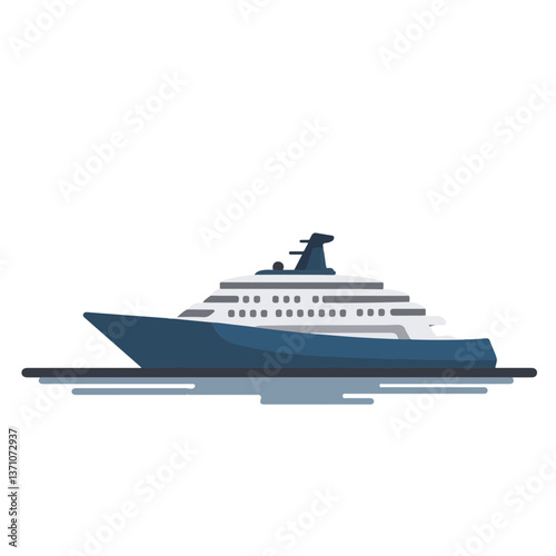 Luxury yacht sailing on calm waters in a minimalist style  