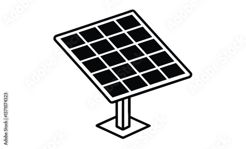 Solar panel energy icon silhouette, solar panel energy with sunlight silhouette vector art illustration design template. 