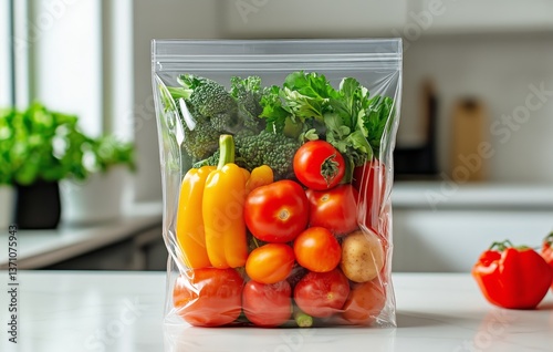 Fresh Vegetables Neatly Packed for Meal Preparation in a Modern Kitchen