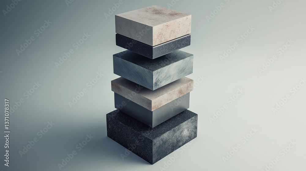 Fototapeta premium Stacked Stone Blocks, Close-Up, Neutral Tone