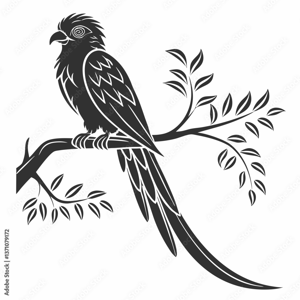Obraz premium Quetzal black silhouette icon vector
