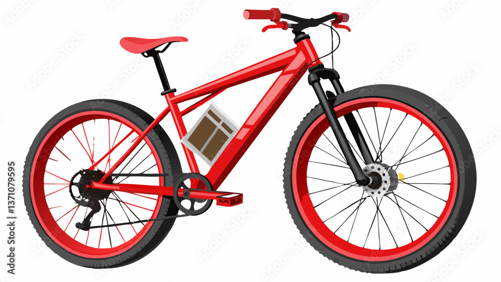 Fototapeta premium Red mountain bike on an isolated white background. 3d rendering.