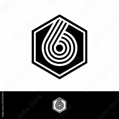 6 hexagonal monolines rounded