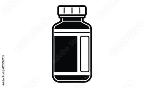 Vitamin tablets bottle silhouette, the best vitamin tablets medical bottle silhouette, icon vector illustration in trendy style
