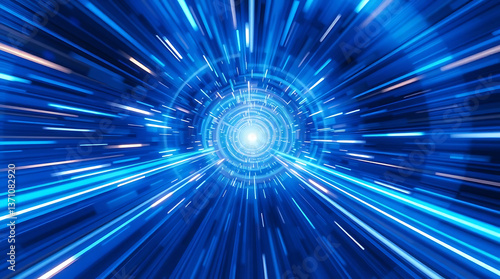 Glowing blue abstract light with starburst pattern Zoom Background 
