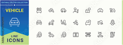 Vehicle line icon. Contains related to transport, taxi, automobile, hybrid and more. Cars icon collection. Minimalist vector collections. Pixel perfect. Editable vector.